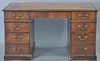 Mahogany leather top desk. ht. 29in., top: 26" x 50"