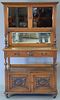Victorian oak sideboard with curio cabinet top. ht. 75in., wd. 44in., dp. 20in.