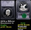 Proof 1974-s Silver Eisenhower Dollar 1 Graded pr69+ Dcam By SEGS