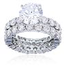 Sterling Silver Rhodium 9mm Round Cut Duo Cubic Zirconia Wedding Band Set size 8