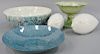 Five piece group to include global views ceramic glazed bowl (dia. 14 1/2in.), Juliska berry and thread footed compote (ht. 7