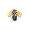 14K Yellow Gold Sapphire Bee Pin