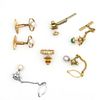 Six Piece 14K Gold Gemstone Cufflink and Tie Pin Lot