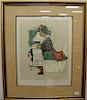 Norman Rockwell, First Flight (old woman riding airplane), artist proof lithograph from The Saturday Evening Post Flyth Skywa