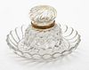 Baccarat (French) 'Bambous' Crystal Inkwell, Ca. 1900, H 4.25" Dia. 6.25"