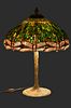 Tiffany Style Art Glass Table Lamp Late 20th C., "Dragonfly", H 29" Dia. 22"