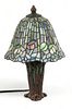 Tiffany Style Leaded Art Glass Table Lamp, 20th C., H 14" Dia. 9"