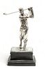 Silver Patina Golfer Statue H 12" W 9" Depth 4"