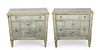 Hollywood Regency Style Mirror-clad Chests of Drawers, Ca. 20th C., H 35" W 36" Depth 19" 2 pcs