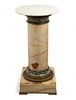 Carved Onyx & Champleve Pedestal, Marble Top, Ca. 1920, H 35" Dia. 18"