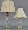 Two piece crystal lamp lot to include small Waterford lamp and heavy Baccarat crystal lamp. ht. 17in. and 23in.