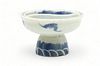 Chinese Blue And White Porcelain Compote, Ca. 1900, H 2.25" Dia. 3.75"