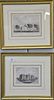 Set of twelve black and white lithographs and prints of building and cityscapes, Massachusetts, sight size 5" x 7 1/2"  Prope