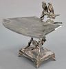 Victorian silverplated calling card holder "Should Owls Acquaintance Be Forgot". ht. 7 1/2in., wd. 8 3/4in.