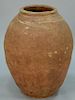 Large redware pottery palace vase having glazed top with impressed seal marks. ht. 31in.