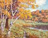David Ericson (American, 1869-1946) Oil on Canvas, New England Landscape with Shepherd, H 28.75" W 36.25"