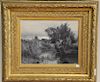 William Edward Plimpton (1857-1940), oil on canvas, black and white landscape, signed lower left: W.E. Plimpton 1882, 11" x 1
