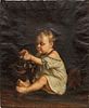 Oil on Canvas, Child with a Pocketwatch in Fishbowl, Ca. 1880, H 30" W 25"
