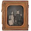 Sixth Plate Daguerreotype of a Young Violinist & his Sister