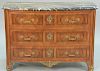 Henredon French style marble top three drawer chest with black marble top, signed in drawer: Henredon. ht. 36in., wd. 51in., 