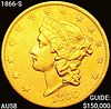 1866-S $20 Gold Double Eagle CHOICE AU