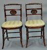 Pair of Regency mahogany side chairs with shell carved backs on faux bamboo turned legs.