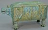 Paint decorated hippo lift top toy chest. ht. 24in., lg. 44in.