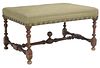 FRENCH LOUIS XIII STYLE NEEDLEPOINT UPHOLSTERED BENCH/ OTTOMAN