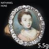 NATHANIEL HONE RA (1718-1784). FINE AND RARE MINIATURE PORTRAIT DIAMOND RING