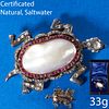 MAGNIFICENT ANTIQUE CERTIFICATED PEARL DIAMOND AND RUBY TURTLE BROOCH