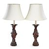 PAIR OF JAPANESE BRONZE AND METAL TABLE LAMPS