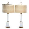 PAIR OF OPALINE GLASS TABLE LAMPS