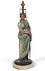 VICTORIAN FIGURAL PAINT-DECORATED LADY LIBERTY GAS CIGAR LIGHTER