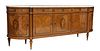 FRENCH LOUIS XVI STYLE MARBLE-TOP MARQUETRY SIDEBOARD