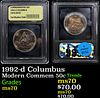 1992-d Columbus Modern Commem Half Dollar 50c Graded ms70, Perfection BY USCG