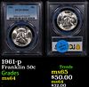 PCGS 1961-p Franklin Half Dollar 50c Graded ms64 By PCGS