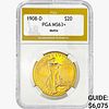 1908-D $20 Gold Double Eagle PGA MS63+ Motto