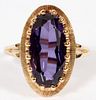3.82CT NATURAL OVAL AMETHYST AND 10KT GOLD RING