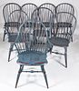 Set of Eight Bow Back Windsor Style Chairs by Warren Chair Works, Rhode Island