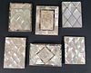 Group of Six Antique British Regency Mother of Pearl Card Cases, 19th Century