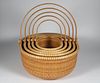 Nest of Five Vintage Bill and Judy Sayle Oval Nantucket Baskets, circa 2000