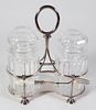 Silver Plated and Crystal Jars Condiment Carrier, 19th Century