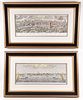 Pair of Framed Views of New York and Roma Engravings, 20th Century