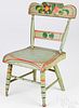 Painted plank bottom doll chair, 19th c.