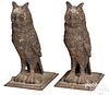 Pair of figural cast iron owl gateposts, 19th c.