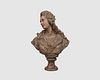 Continental Painted Terracotta Bust of a Woman