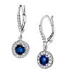 2.02 ct. Natural Sapphire & Diamond Earrings in 14K White Gold