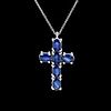 3.30 ct. Natural Sapphire Cross Pendant & Necklace in 14K White Gold