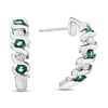 0.76 ct. Natural Emerald & Diamond J Hoop Earrings in 14K White Gold