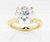 4.04 ct. Natural Round Diamond Solitaire Ring in 18k Yellow Gold